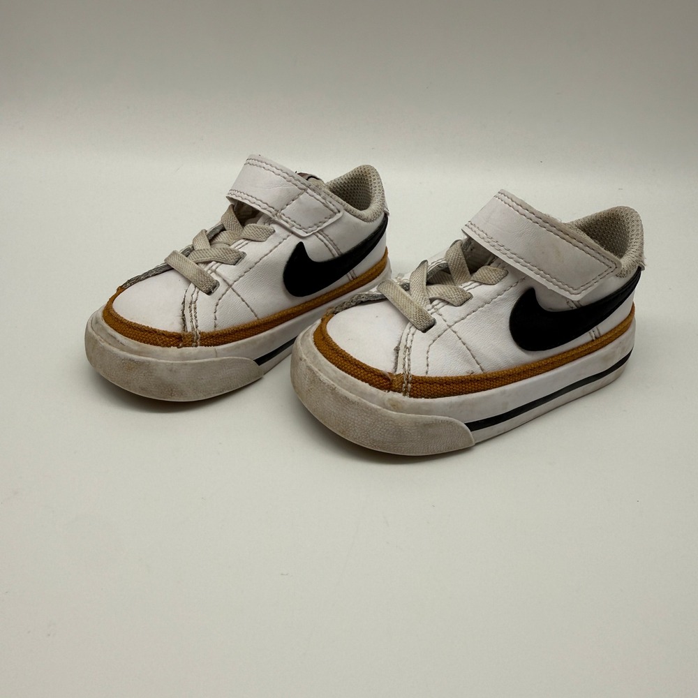 Nike Court Legacy Sneaker Toddler 4C White Black Tan DA5382-102 Low Top